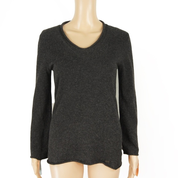Vintage Chanel Identification Line Dark Grey Cashmere V Neck Pullover Sweater - Picture 4 of 8